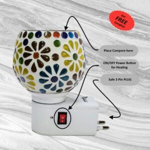 Tech MAHADEV Modern Night Lamp & Incense Holder Multi-Color Glass Aroma Burner | Kapoor Dani, Dhoop Dani & Camphor Diffuser for Home & Office-2025 2 Incense Holder2