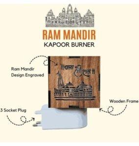 SHABDH Wooden Ram Ayodhya Mandir 3-in-1 Incense Holder | Electric Fragrance Lamp & Night Lamp | Kapoor Dani for Home, Office & Living Room. 3 Ram Ayodhya Mandir
