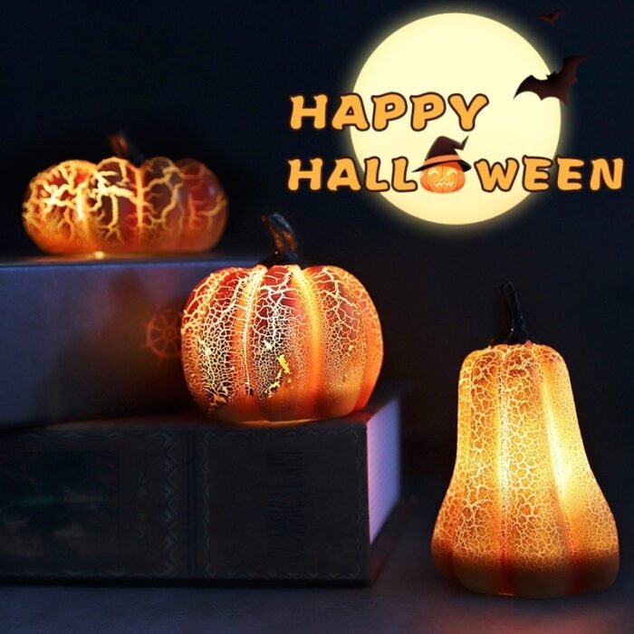 Spooky 3-Size LED Pumpkin Lantern – Flameless Halloween Decor with Realistic Glow