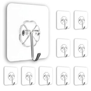 Flower Adhesive Wall Hooks | 10 Pack Heavy-Duty Self-Adhesive Hooks for Wall | Waterproof Stainless Steel Flower Hangers for Coats, Keys, Towels & Home Décor (No Drilling Required)