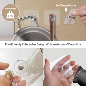 Tech Mahadev Self Adhesive Photo Frame Hooks for Wall Without Drilling | 10 Pack Strong Stainless-Steel Hooks | Heavy Duty Nail-Free Hangers for Photo Frames & Home Decor (Transparent Hooks) 2 813W5FBvnTL. SL1500